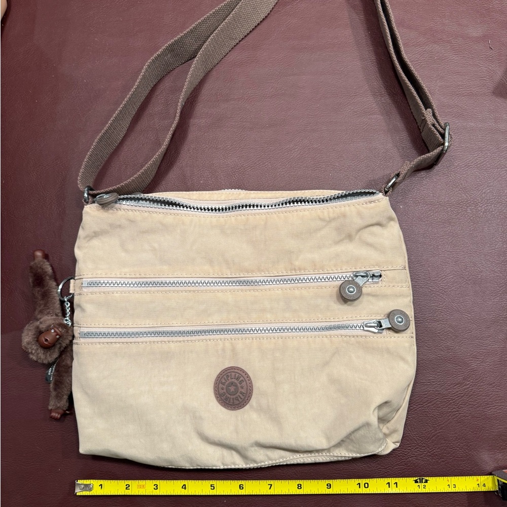 Kipling Tan Crossbody Bag with Zipper Accents